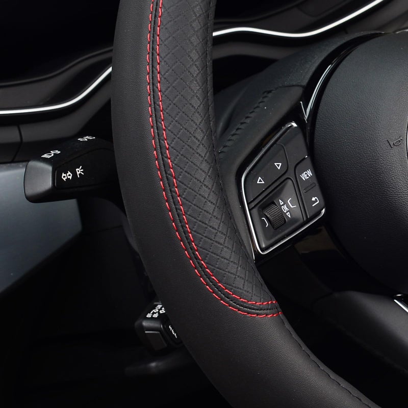 LABBYWAY Steering Wheel Cover, Universal Fit 15 Inch Microfiber Leather Car Wheel Protector, Anti-Slip, Black - Image 5